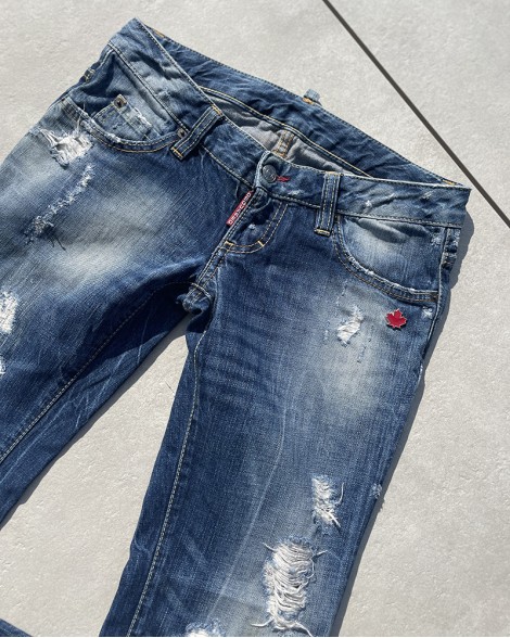 Džíny dámské Dsquared2 modré s dírami